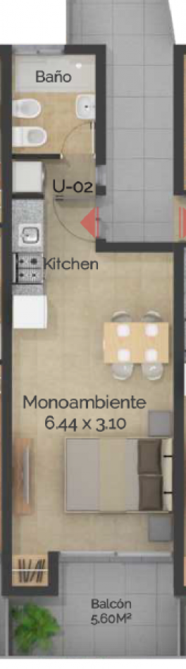 Monoambiente en venta en Urquiza y Ricchieri